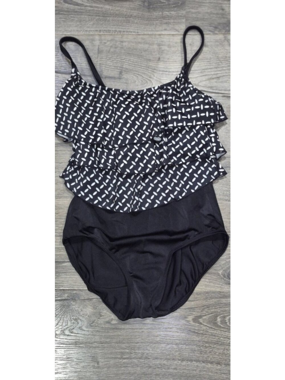 Vintage ROBBY LEN Ruffled Ruched One Piece Swimsuit Bathingsuit Women's Size 12